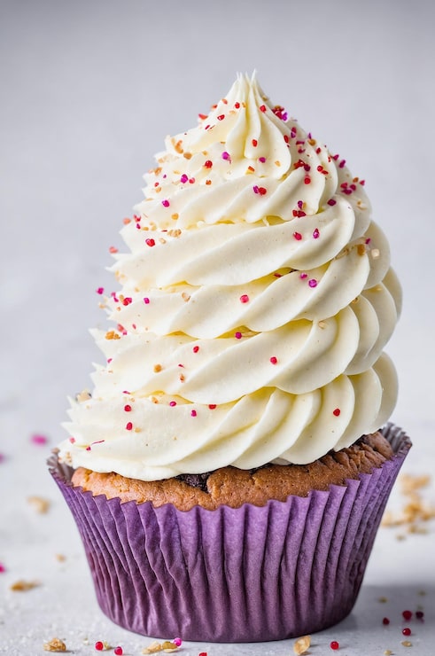 Foto gustosi cupcakes su un tavolo di legno bianco