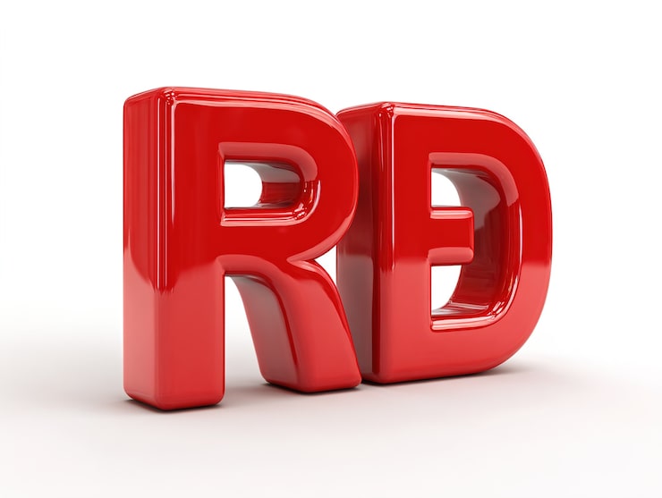 Photo huruf merah 3d rd terisolasi