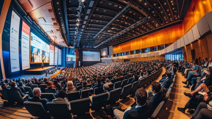 Foto il pubblico della conferenza internazionale si è impegnato nella presentazione principale