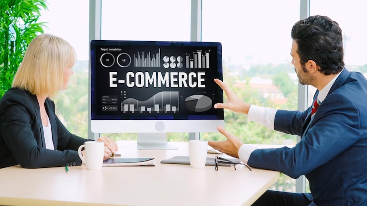 Photo perangkat lunak data e-commerce menyediakan dasbor modis untuk analisis penjualan