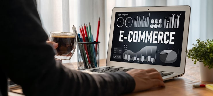 Photo perangkat lunak data e-commerce menyediakan dasbor modis untuk analisis penjualan