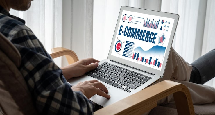 Photo perangkat lunak data ecommerce menyediakan dasbor modern untuk analisis penjualan ke bisnis ritel online