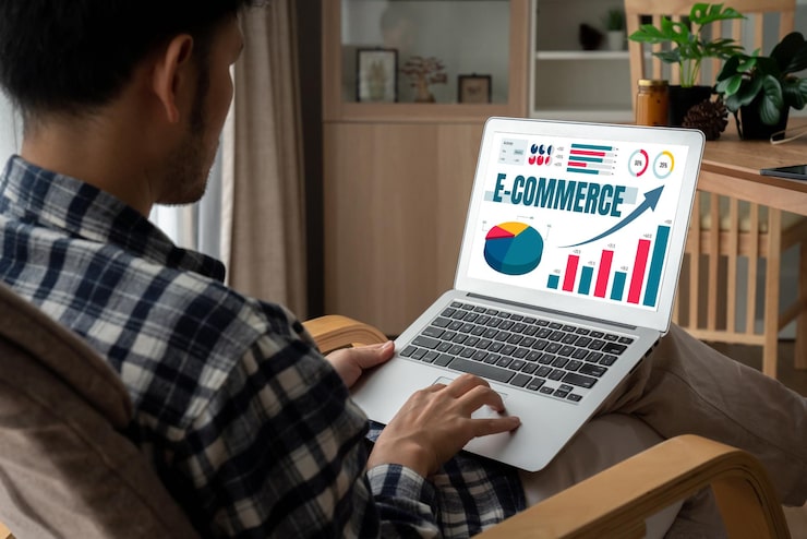 Photo perangkat lunak data ecommerce menyediakan dasbor modern untuk analisis penjualan ke bisnis ritel online