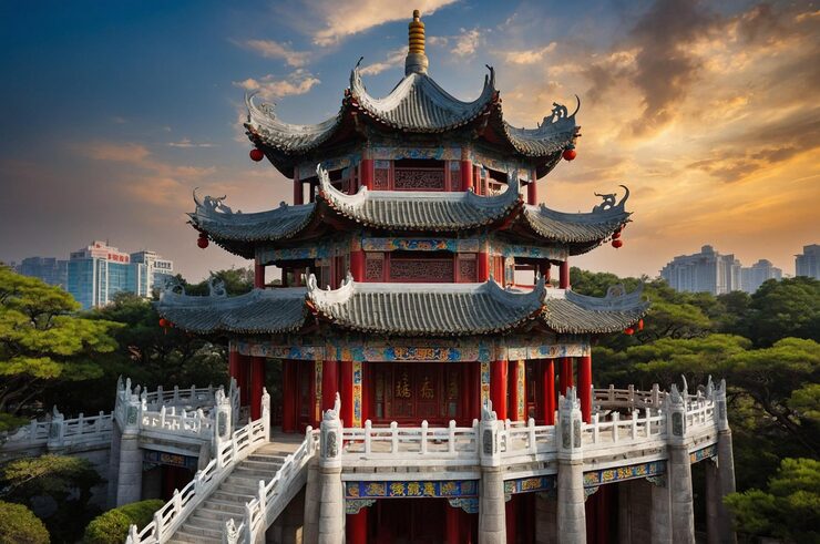 Foto tempio della fantasia orientale cinese