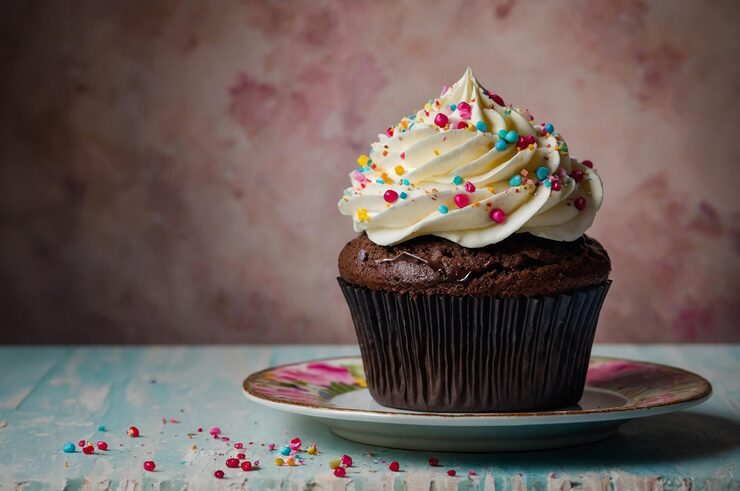 Foto un dipinto di un cupcake