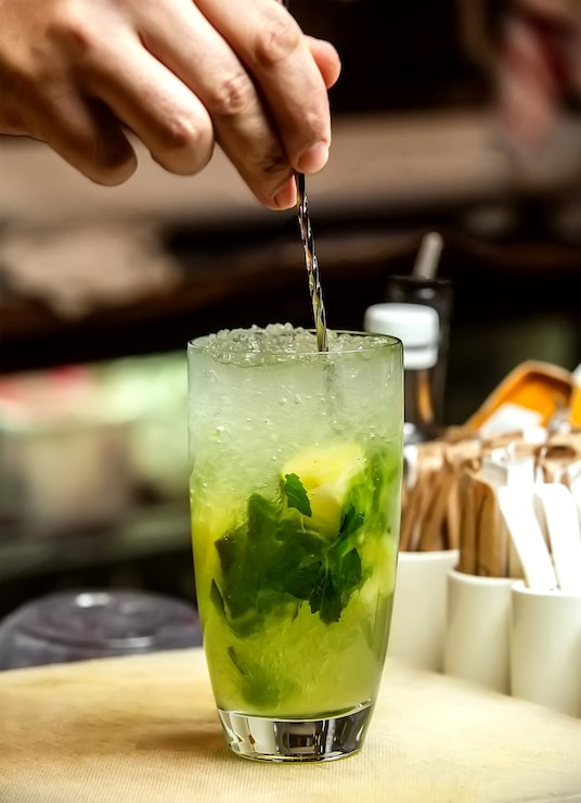 Foto grátis coquetel de mojito fresco com gelo