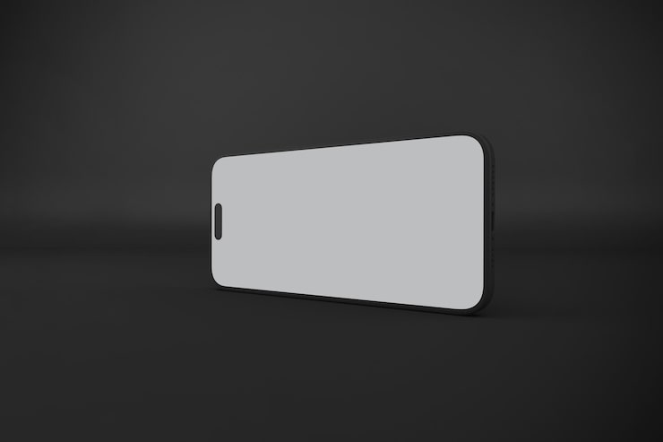 Foto grátis renderização 3d de smartphone em um fundo escuro