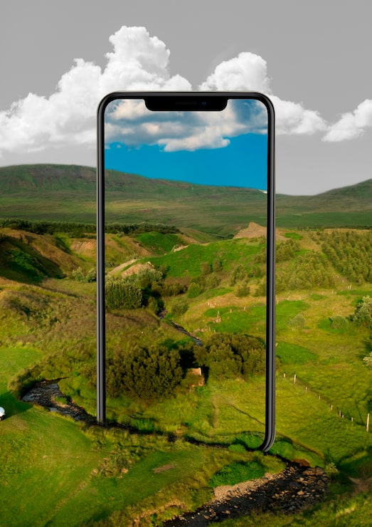 Foto grátis smartphone no conceito de natureza