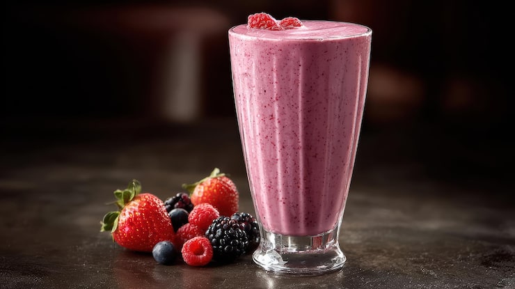 Foto grátis smoothie de bagas com frutas frescas