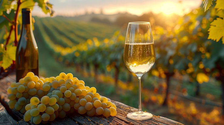 Foto grátis vida morta de uvas verdes na vinha