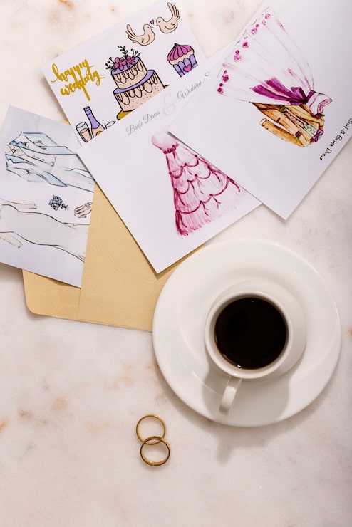 Kostenlose Foto blick auf elegante und luxuriöse hochzeitsbriefpapier- und planerressourcen