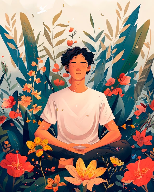 Kostenlose Foto digitale yoga-illustration im kunststil