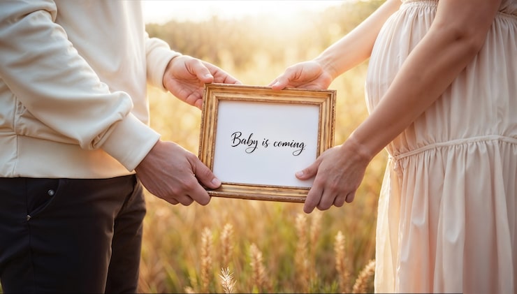 Kostenlose Foto ein paar hält ein baby, das bald kommen wird.