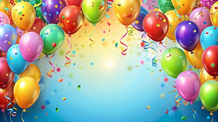 Kostenlose Foto farbige ballons und konfettifeiern