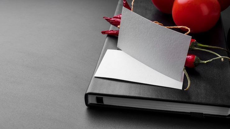 Kostenlose Foto hoher winkel des menübuchs mit chilischoten und tomaten