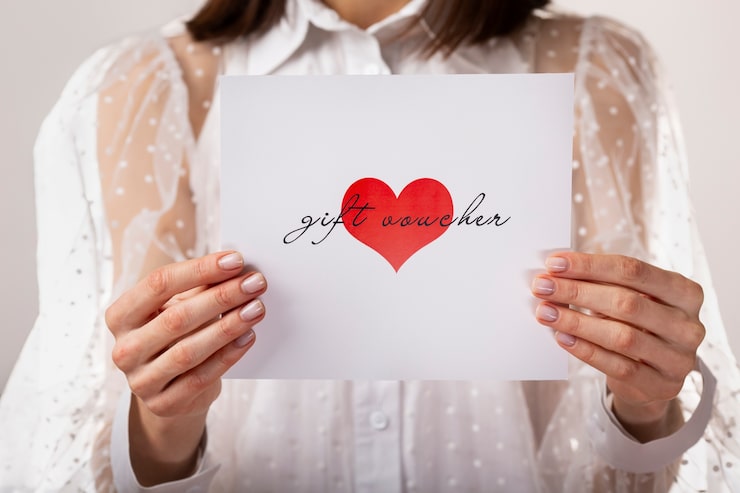 Kostenlose Foto schöner geschenkgutschein mit hand