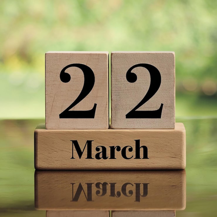 Foto el 22 de marzo es el mes de una plantilla de calendario diario