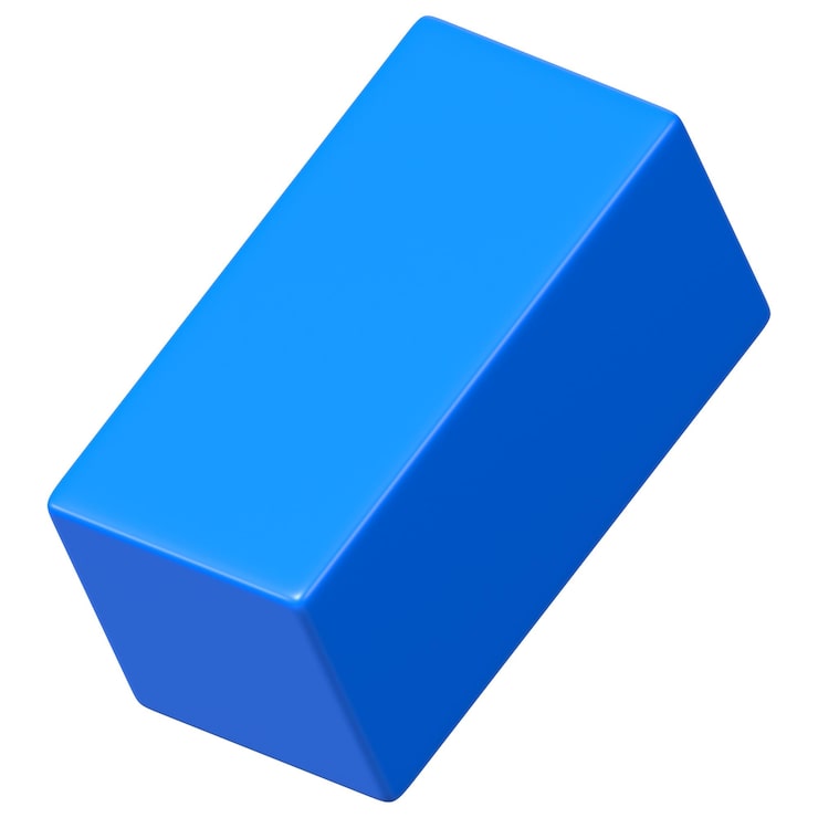 Foto 3d cuboide azul png forma geométrica clipart fondo transparente
