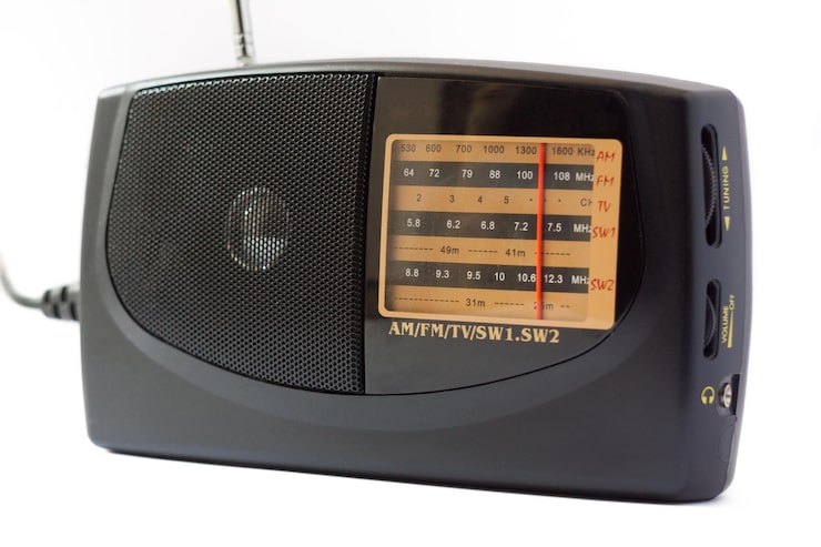Foto antigua escala de sintonización de ondas de radio