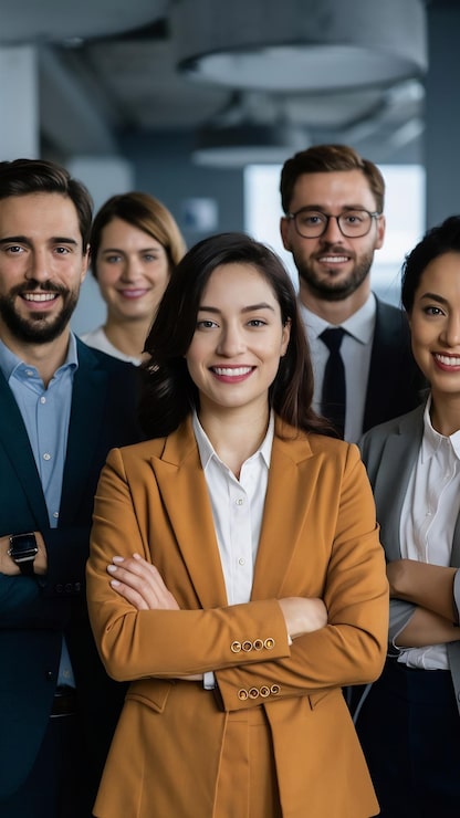 Foto apoyar la diversidad y el retrato de los empresarios con sonrisa, confianza y solidaridad en el mundo