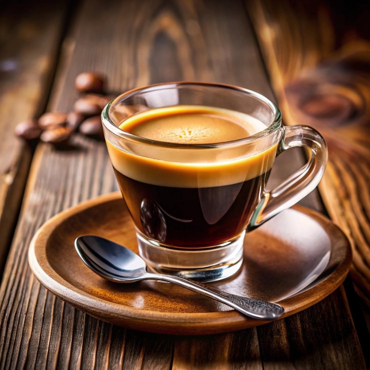 Foto bebida clásica de espresso en vaso