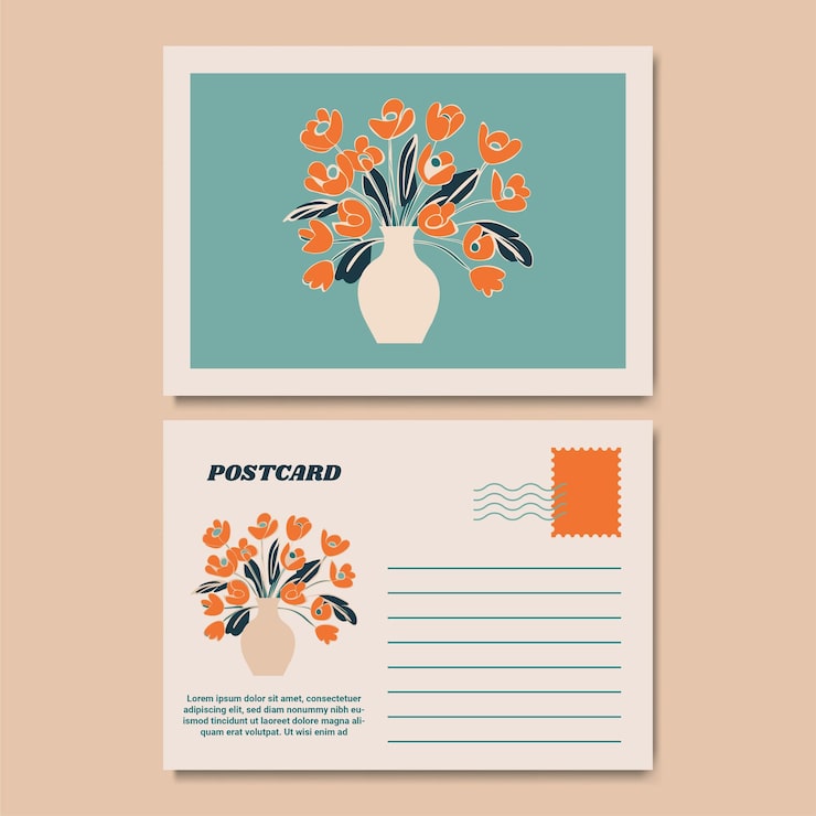 Foto blumen-botanik-postkarten-illustration