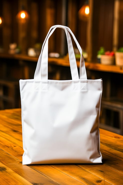 Foto bolso de mano blanco sobre una mesa de madera ia generativa