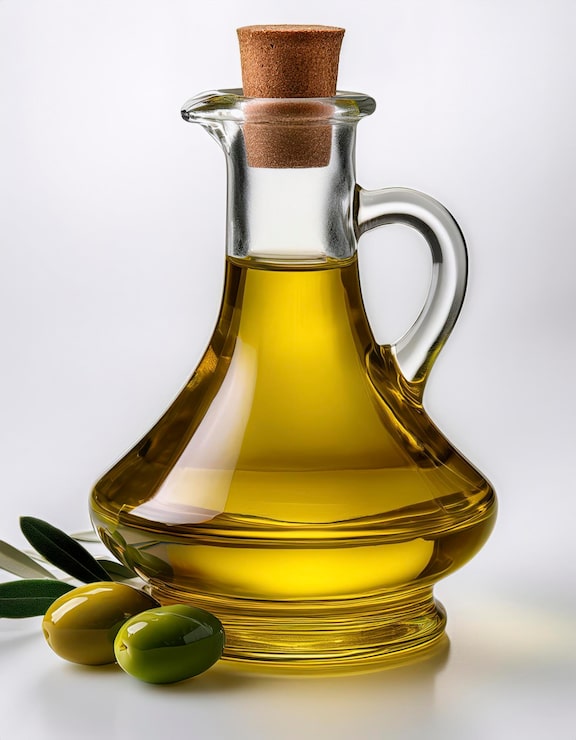 Foto botella de aceite de oliva saludable sobre un fondo blanco