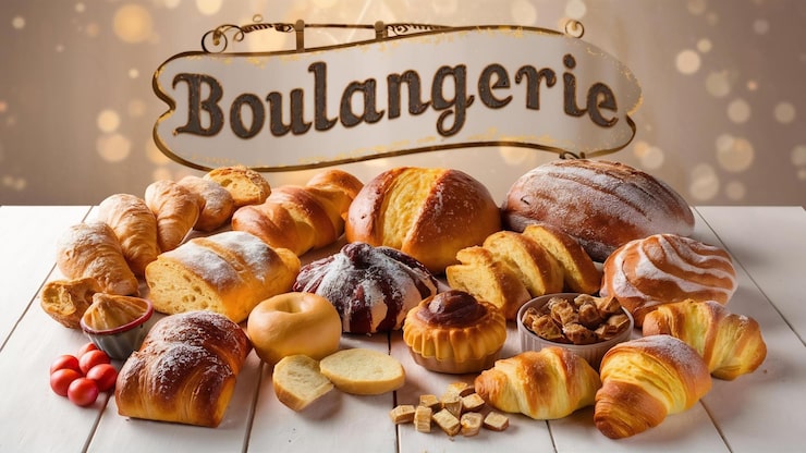 Foto composición de panadería de capa plana con espacio de copia