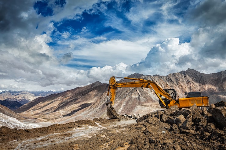 Foto construcción de carreteras en las montañas del himalaya