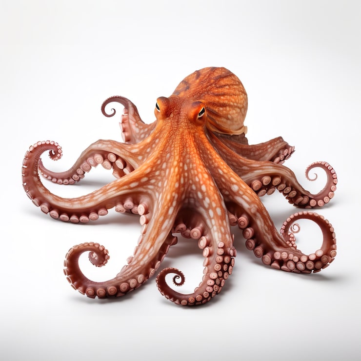 Foto delicioso pulpo ablandado aislado sobre un fondo blanco