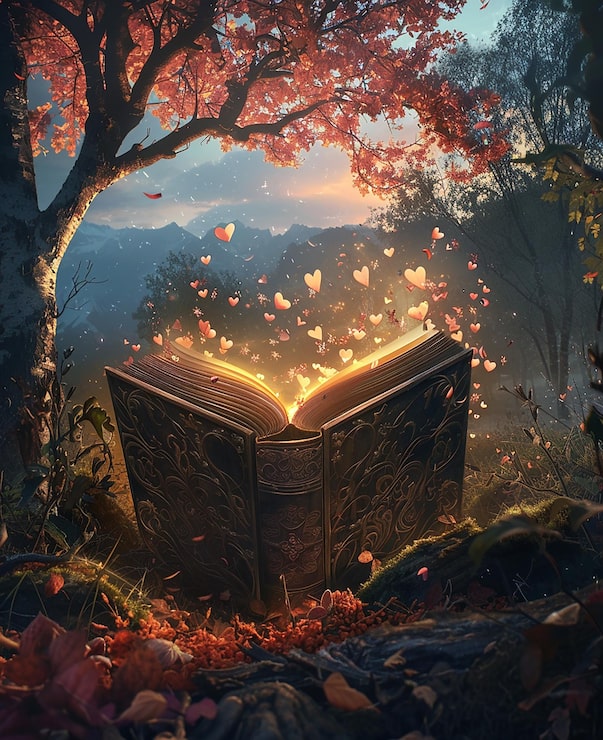 Foto diseño romántico de la portada del libro