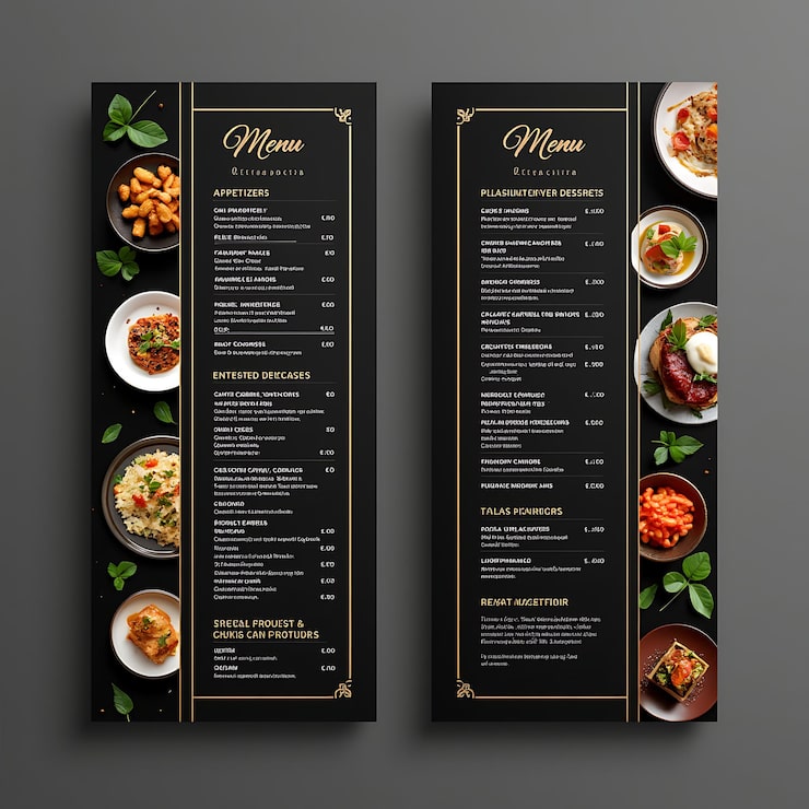Foto diseño de tarjetas de menú de restaurantes descubra un mundo de sabores