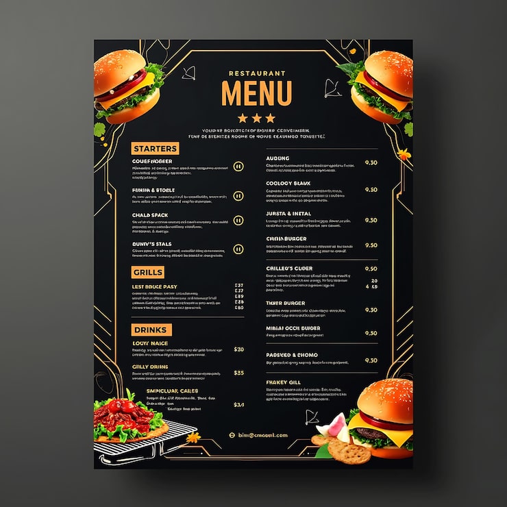 Foto diseño de tarjetas de menús de restaurantes que elevan el arte culinario con cada plato