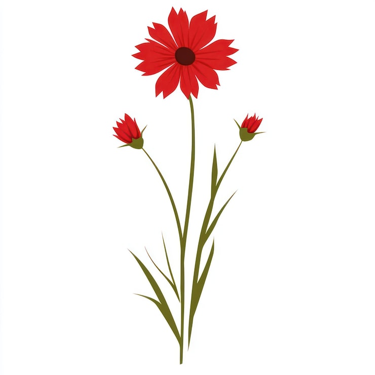 Foto eine rote herbst-ferkelkraut wildblumen-clip-art-illustration als design-pflanze