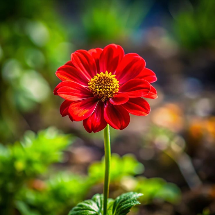 Foto einzige rote blume in der natur