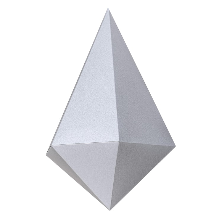 Foto elemento de diseño de artesanía de papel de bipirámide hexagonal asimétrica plateada en 3d