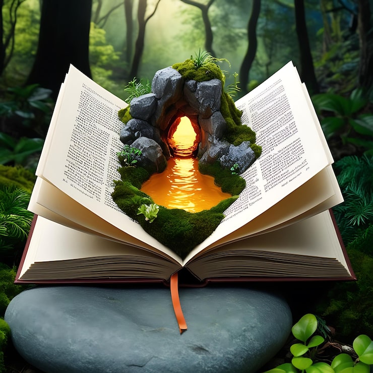 Foto escena de cuento de hadas que sale de un libro aigenerado