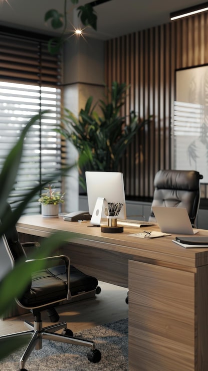 Foto espacio de trabajo moderno para empresas con accesorios profesionales