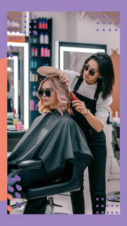 Foto friseur färbte haar ihr klient in einem friseursalon