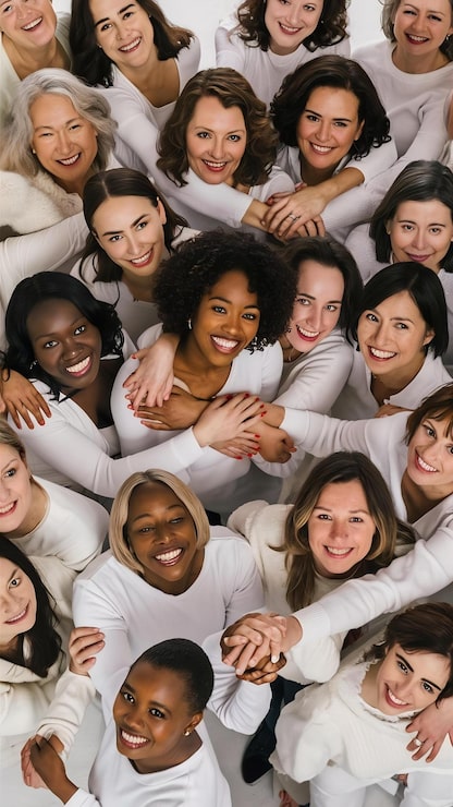 Foto grupo de união de mulheres com espaço branco para cópias