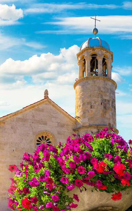 Foto iglesia y flores