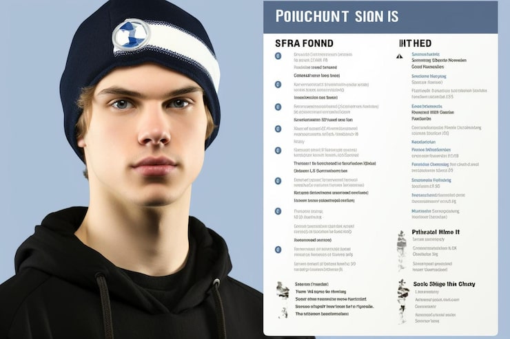 Foto länderdatenblatt für finnland mit jungen und flagge