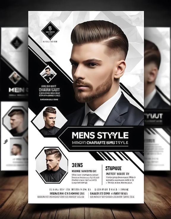 Foto männer haarschnitt-stil-bilder, schöne flyer-desing
