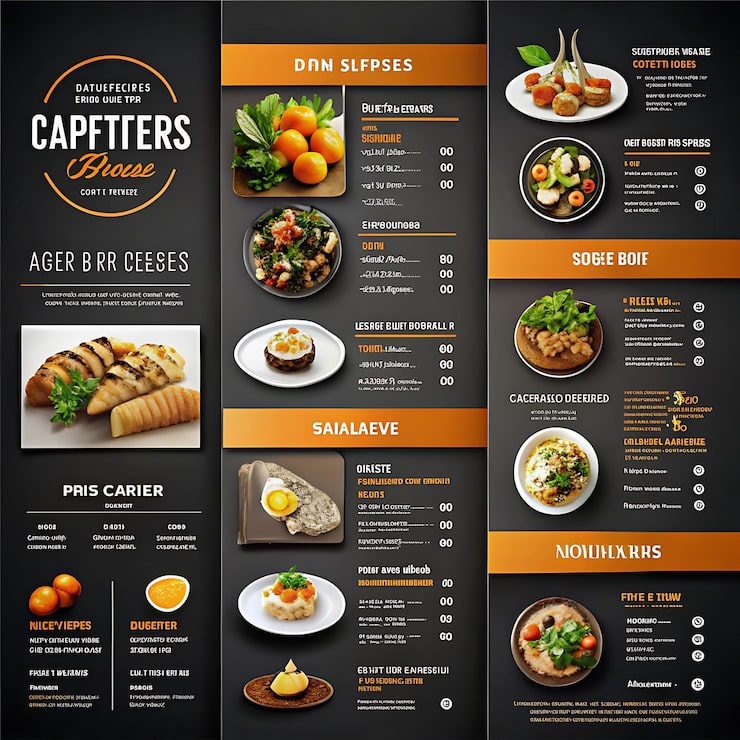 Foto menú de restaurante moderno para comida rápida.