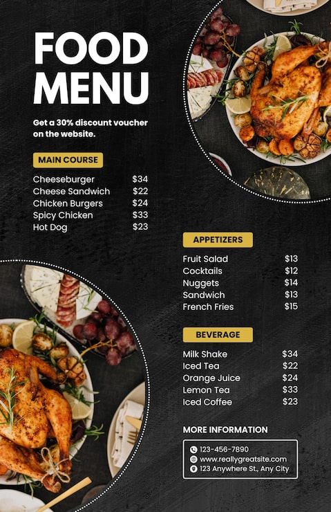 Foto el menú del restaurante