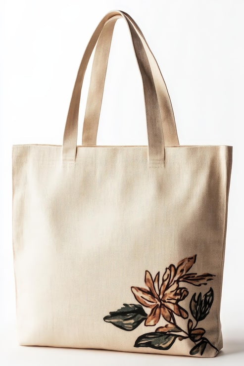 Foto mockup de bolsa de algodón en blanco para la personalización