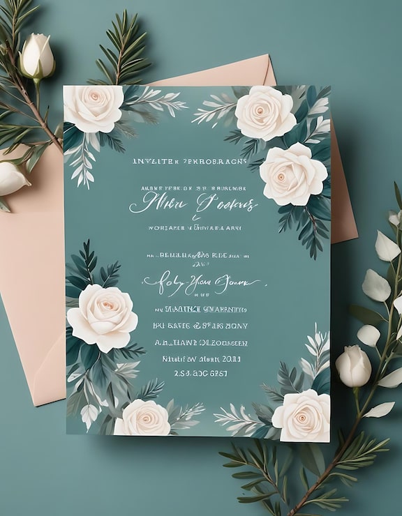 Foto modelo de invitación de boda floral suave con tonos pastel
