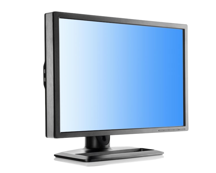 Foto monitor de cristal líquido aislado sobre un fondo blanco.