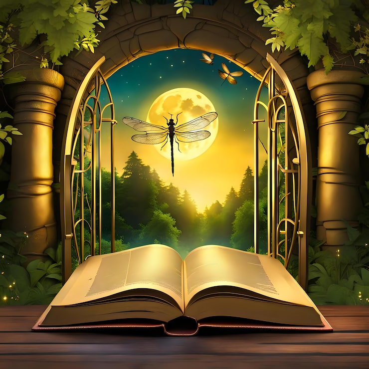 Foto el mundo fantástico dentro de las páginas de un libro